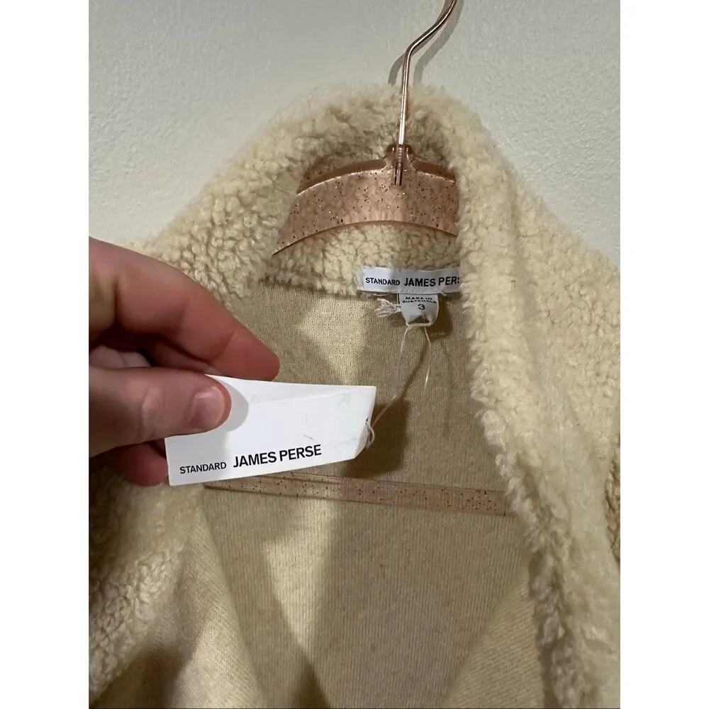 NWT Standard James Perse Shrunken Sherpa Jacket Natural Cream Size 3 (Large) $47 - Picture 6 of 7